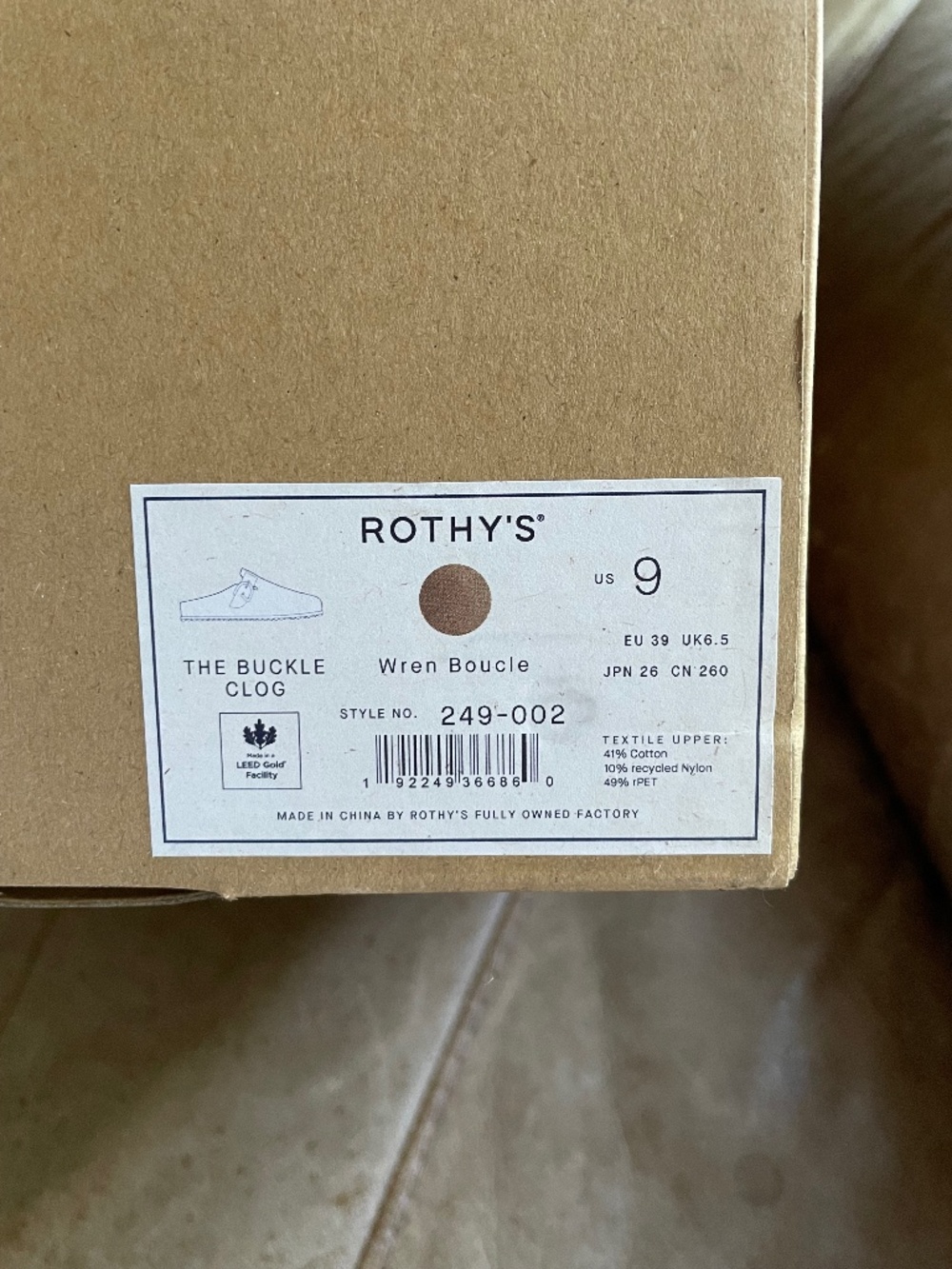 Rothy’s The Buckle Clog in Wren Boucle sz 9 - Picture 4 of 7